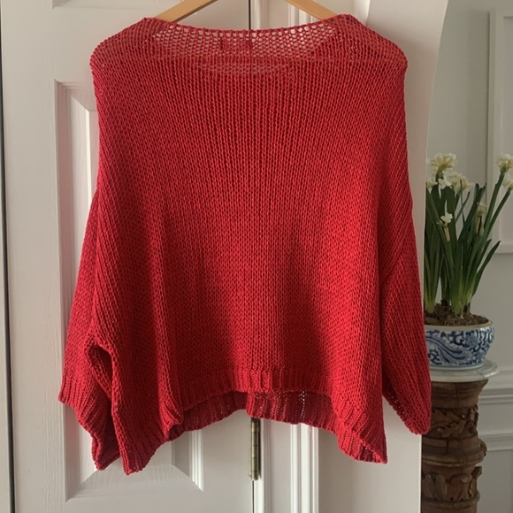 NWT Made In Italy 🇮🇹 Oversized Red Sweater One Size - Picture 6 of 10